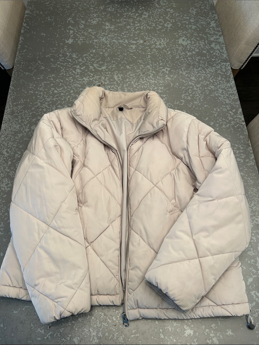 H&M Light Beige Quilted Puffer Jacket